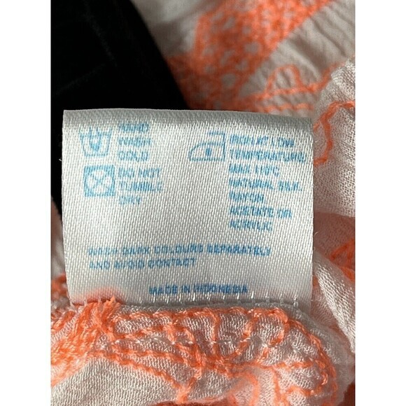 Poupette St. Barth Top Womens One Size Embroidered Viscose Tropical Peach& White - Picture 13 of 13